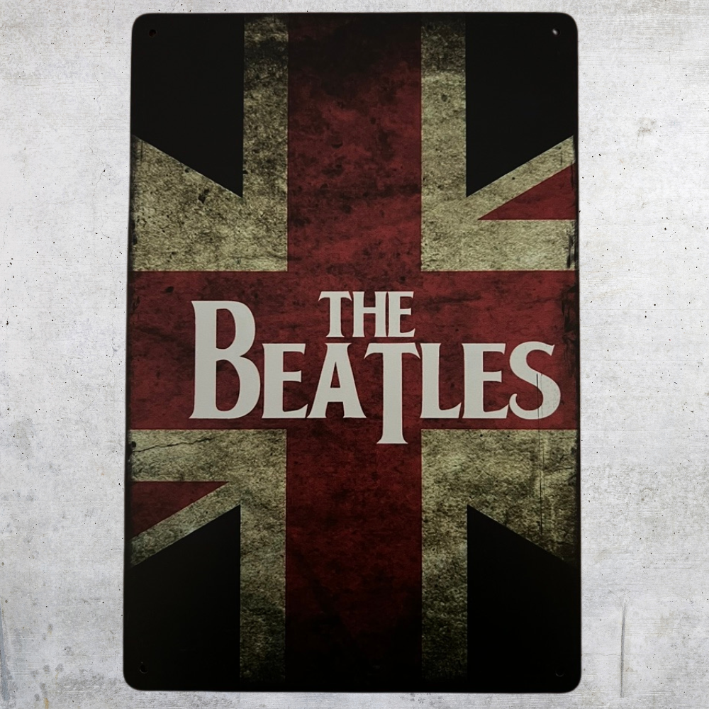The Beatles British Flag Metal Tin Poster