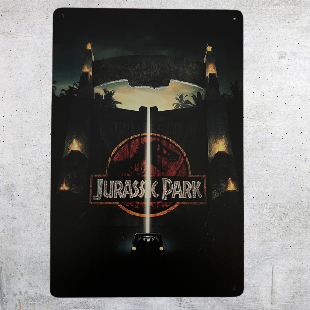 Jurrassic Park Gates Opening Metal Tin Poster