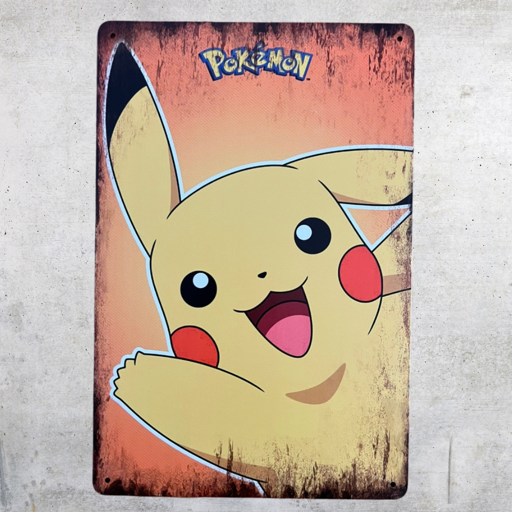 Pokemon Pikachu Waving Metal Tin Poster