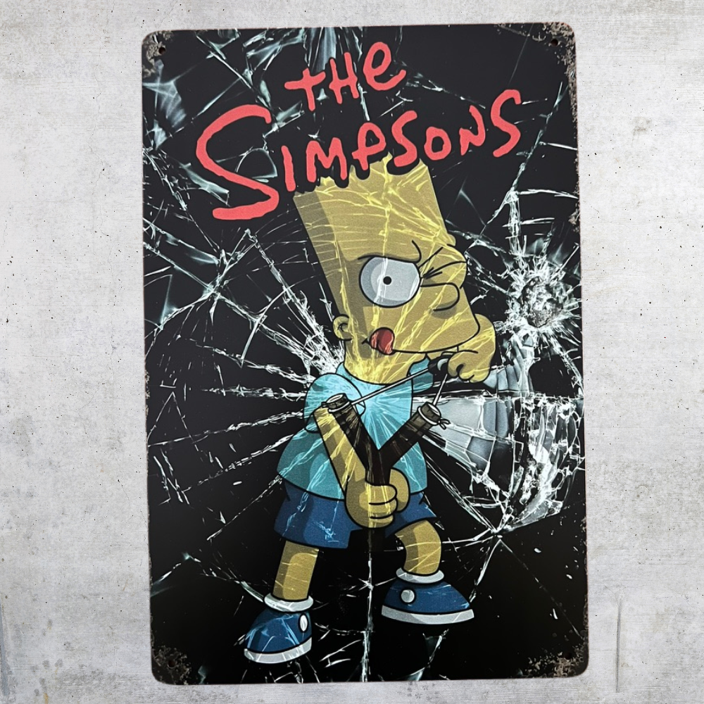 The Simpsons Bart Simpson Slingshot Metal Tin Poster