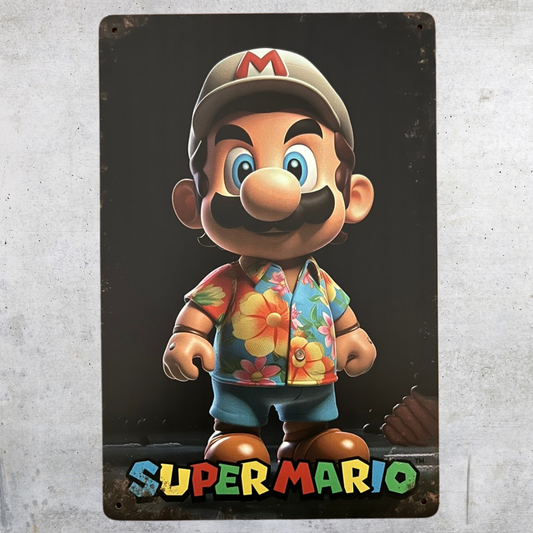 Super Mario Hawaii Shirt Metal Tin Poster