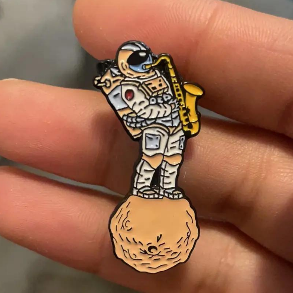 Astronaut Sax On The Moon Space Pin