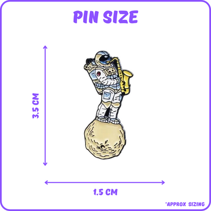Astronaut Sax On The Moon Space Pin