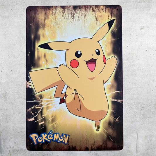 Pokemon Pikachu Electric Charge Metal Tin Poster