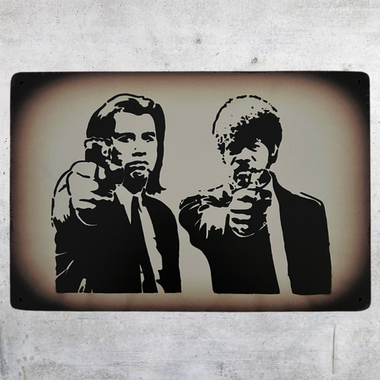 Pulp Fiction Gun Scene Landscape Metal Tin Poster
