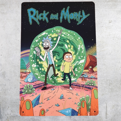 Rick and Morty Portal Metal Tin Poster