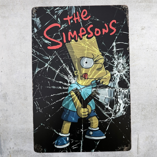 The Simpsons Bart Simpson Slingshot Metal Tin Poster